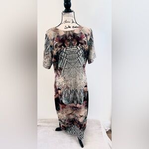 ASOS Abstract Floral Midi Dress Short Sleeve Size 12